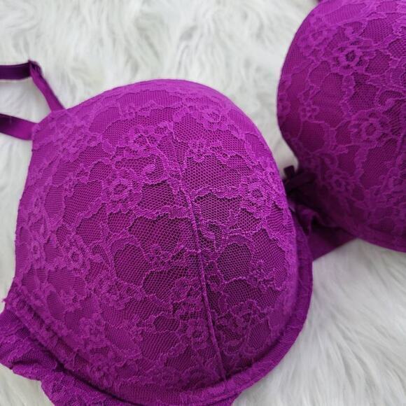 Victoria's Secret Women's Purple Padded Laced Lined Perfect Coverage Bra 36DD‎ - Picture 2 of 7